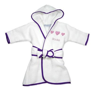 Personalized Basic Infant Robe with Three Hearts - Designs by Chad & Jake