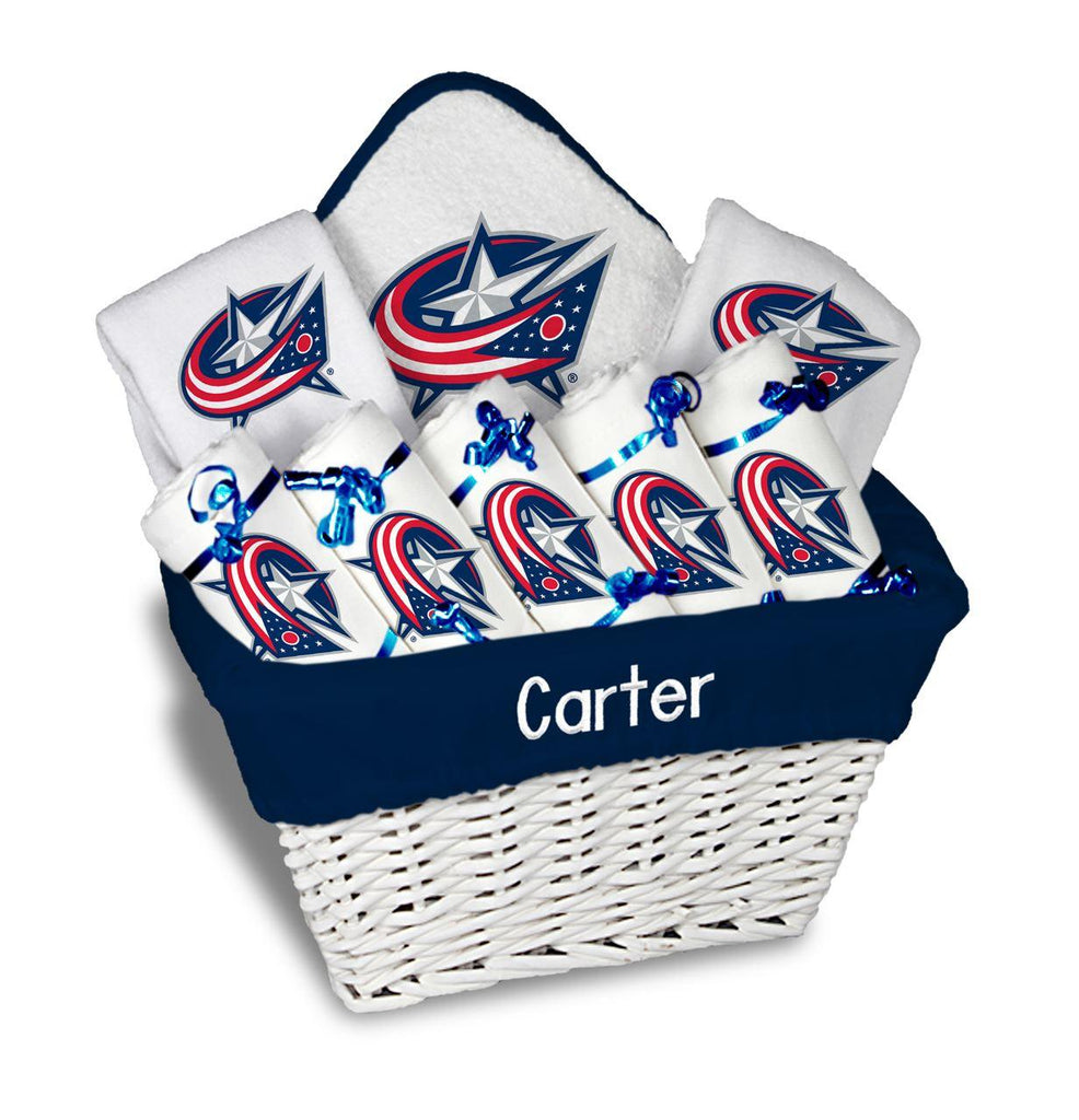 Personalized Columbus Blue Jackets Large Basket - 9 Items - Designs by Chad & Jake