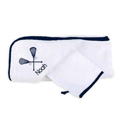 Personalized Basic Hooded Towel Set with Lacrosse Sticks - Designs by Chad & Jake