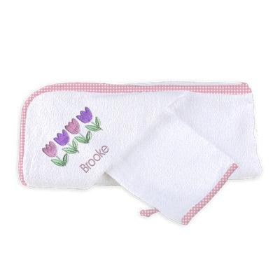 Personalized Basic Hooded Towel Set with Four Tulips - Designs by Chad & Jake