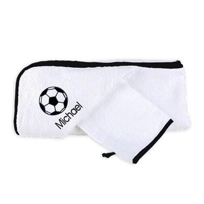 Personalized Basic Hooded Towel Set with Soccer Ball - Designs by Chad & Jake