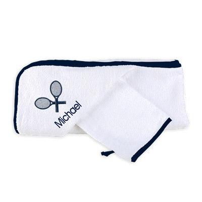 Personalized Basic Hooded Towel Set with Tennis Rackets - Designs by Chad & Jake