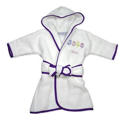 Personalized Basic Infant Robe with Flowers - Designs by Chad & Jake