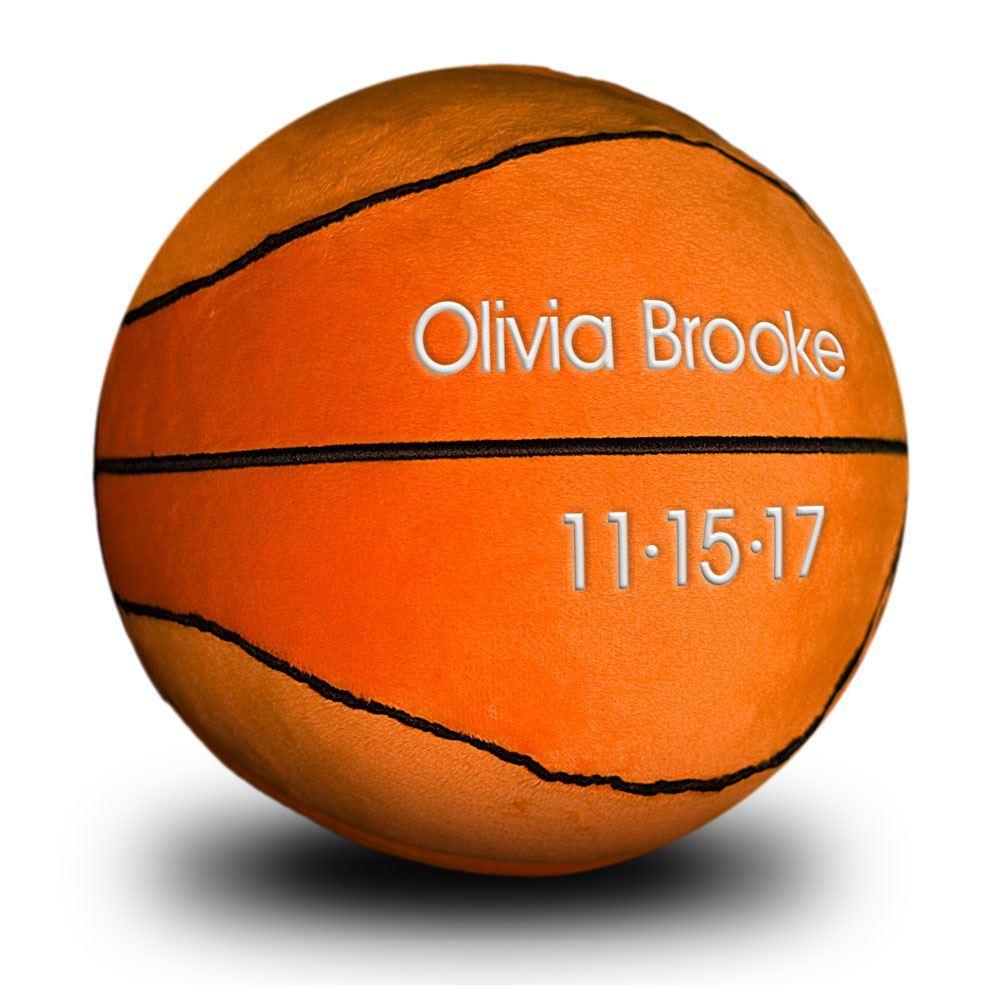 Personalized Basic Plush Basketball with Name and Birth Date - Designs by Chad & Jake