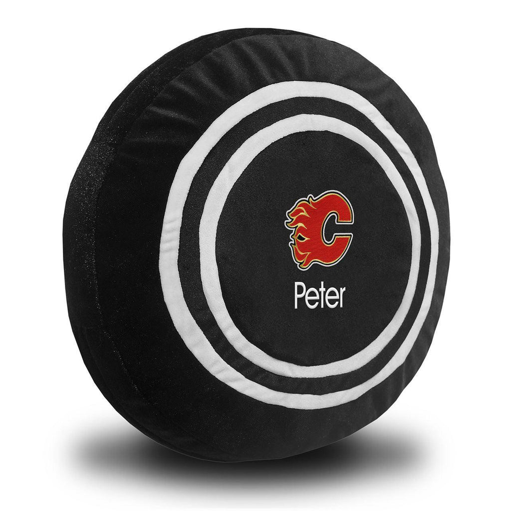 Personalized Calgary Flames Plush Hockey Puck - Designs by Chad & Jake