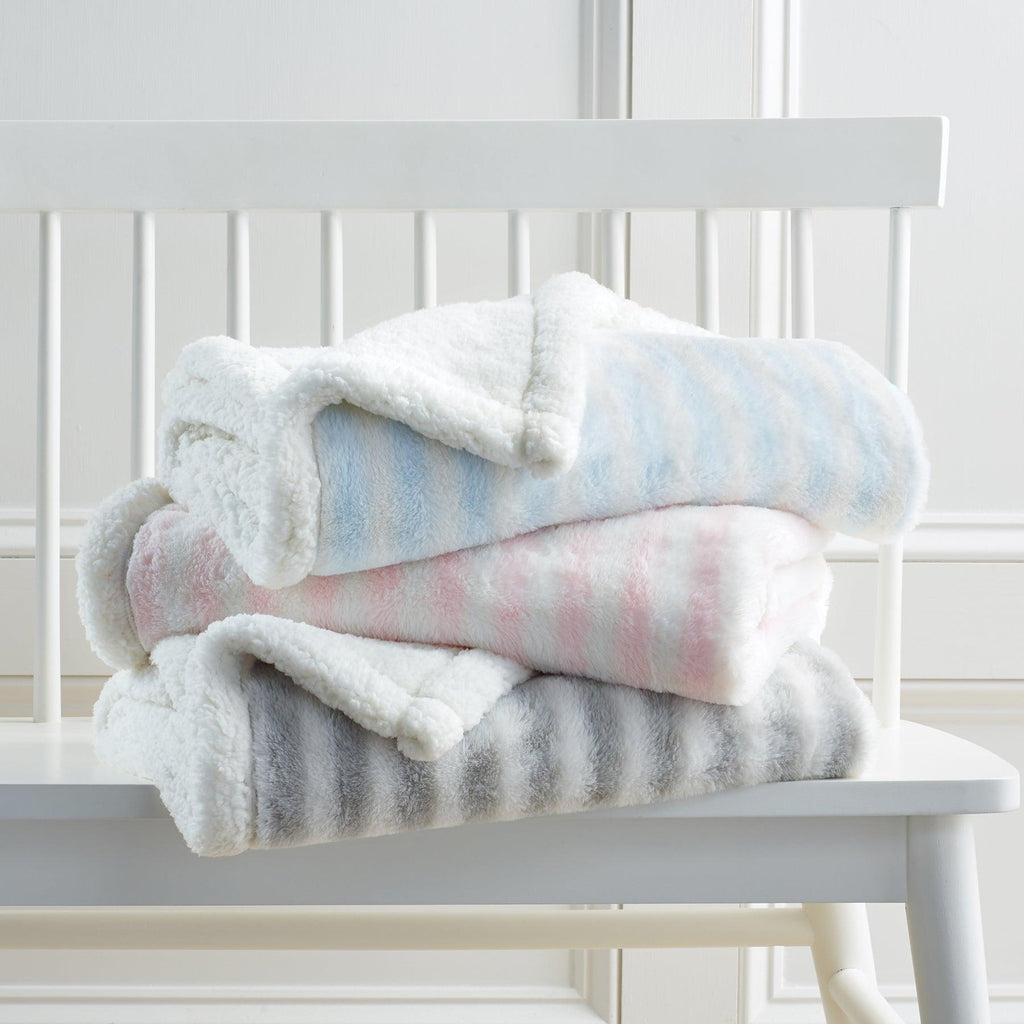 Personalized Striped Faux Fur Blanket - Designs by Chad & Jake