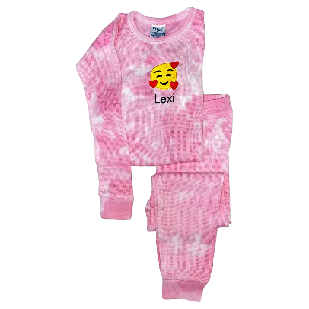 Personalized Emoji Pajamas for Babies and Kids - Pink Tie Dye