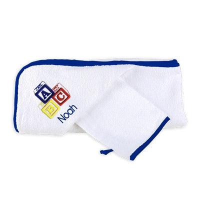 Personalized Basic Hooded Towel Set with ABC Blocks - Designs by Chad & Jake