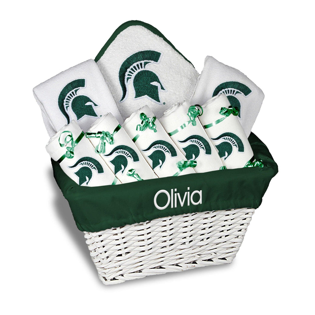 Personalized Michigan State Spartans Large Basket - 9 Items - Designs by Chad & Jake