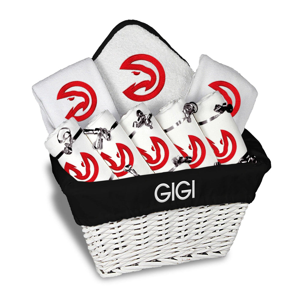 Personalized Atlanta Hawks Large Basket - 9 Items - Designs by Chad & Jake