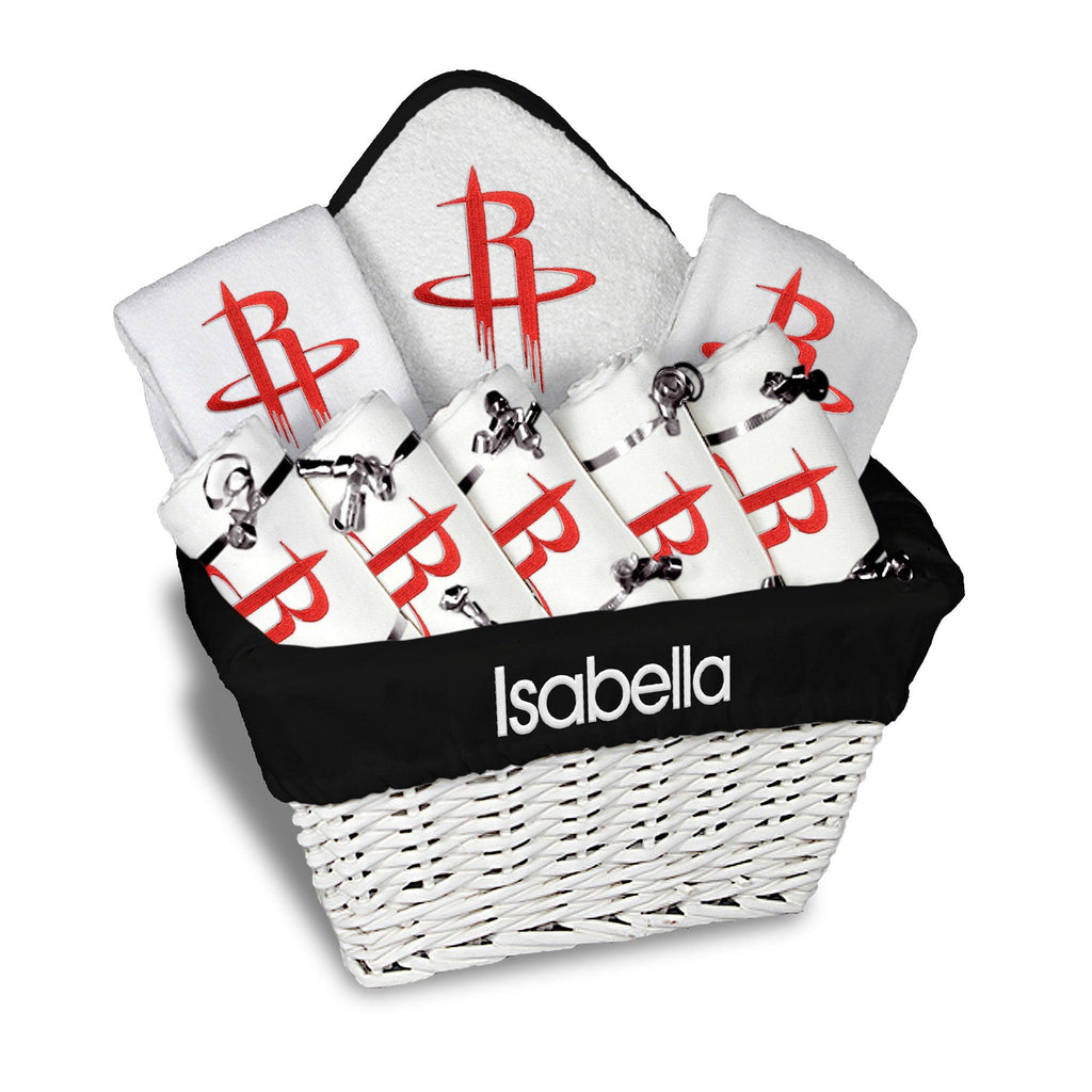 Personalized Houston Rockets Large Basket - 9 Items - Designs by Chad & Jake
