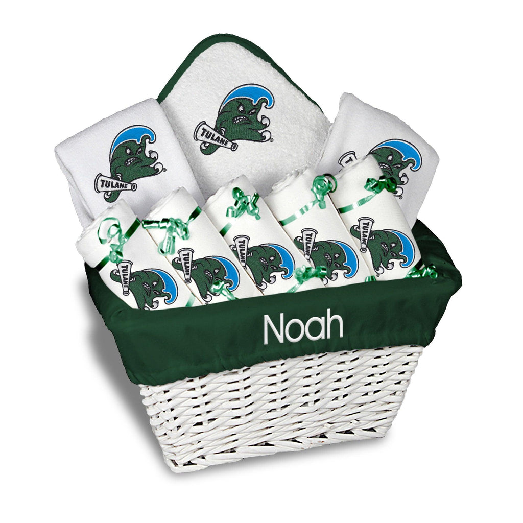 Personalized Tulane Green Wave Large Basket - 9 Items - Designs by Chad & Jake