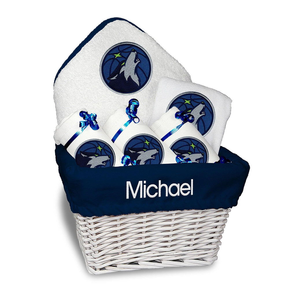 Personalized Minnesota Timberwolves Medium Basket - 6 Items - Designs by Chad & Jake