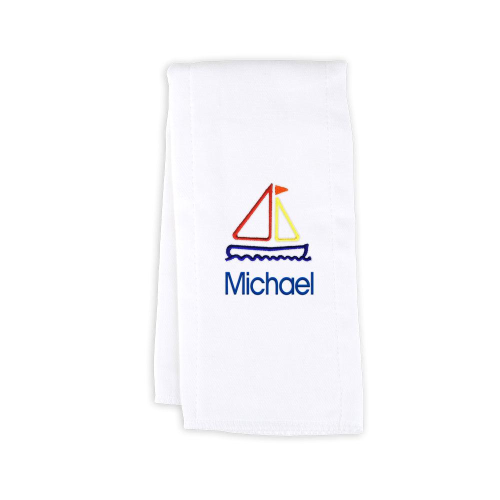 Personalized Burp Cloth with Sailboat - Designs by Chad & Jake