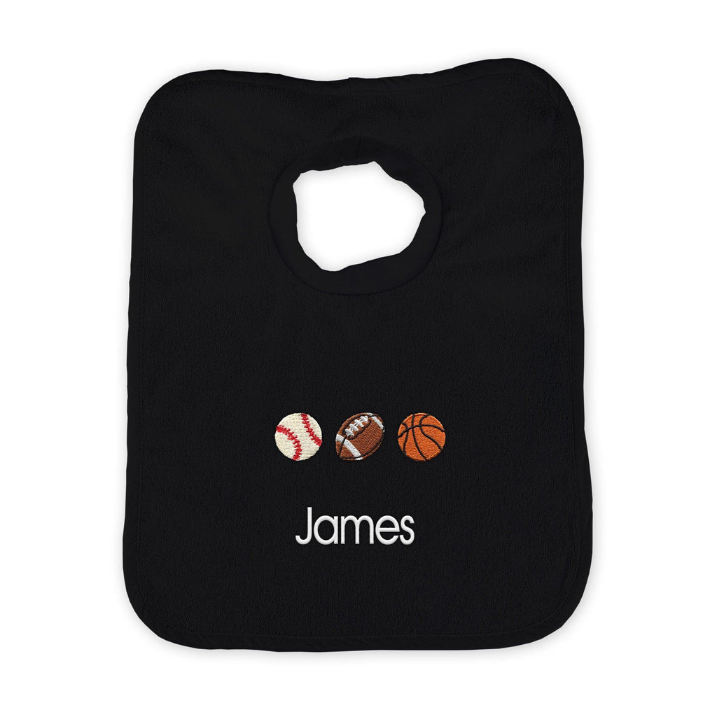 Personalized 3 Sports Balls Emoji Bib - Designs by Chad & Jake