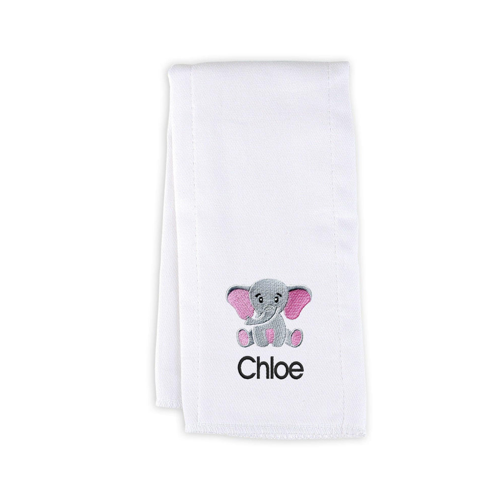 Personalized Elephant Pink Design Burp Cloth - Designs by Chad & Jake