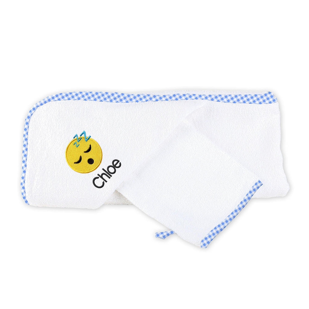 Personalized Sleepy Face Emoji Hooded Towel Set - Designs by Chad & Jake