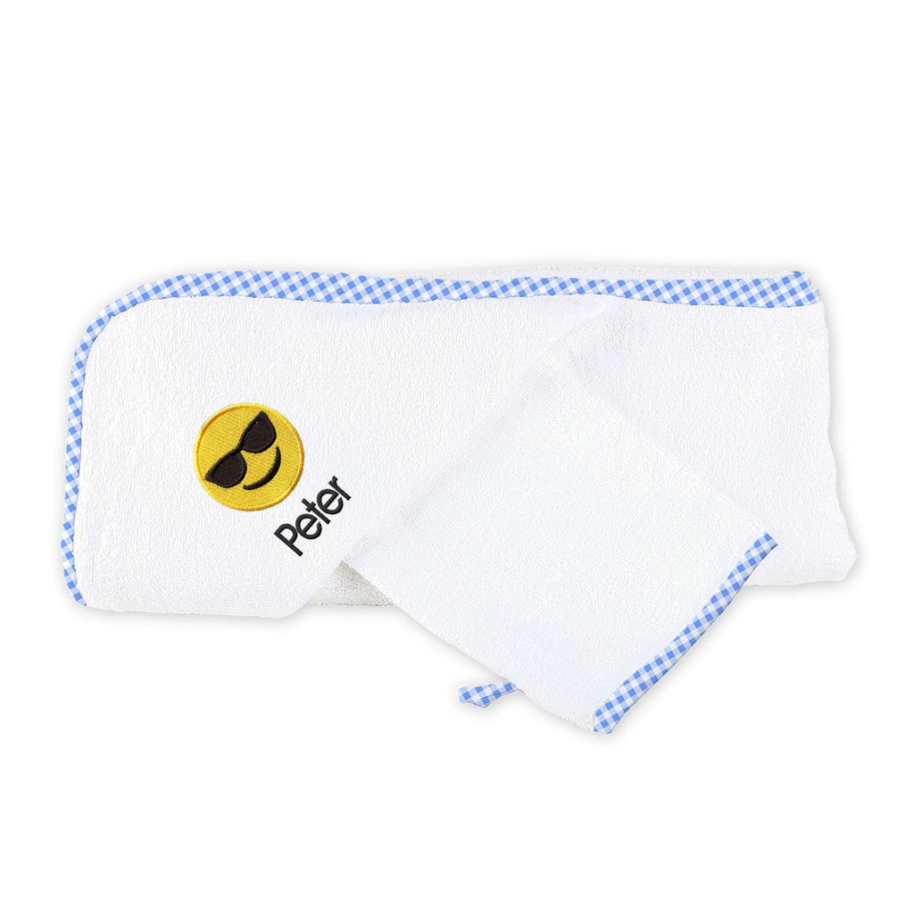 Personalized Sunglass Face Emoji Hooded Towel Set - Designs by Chad & Jake