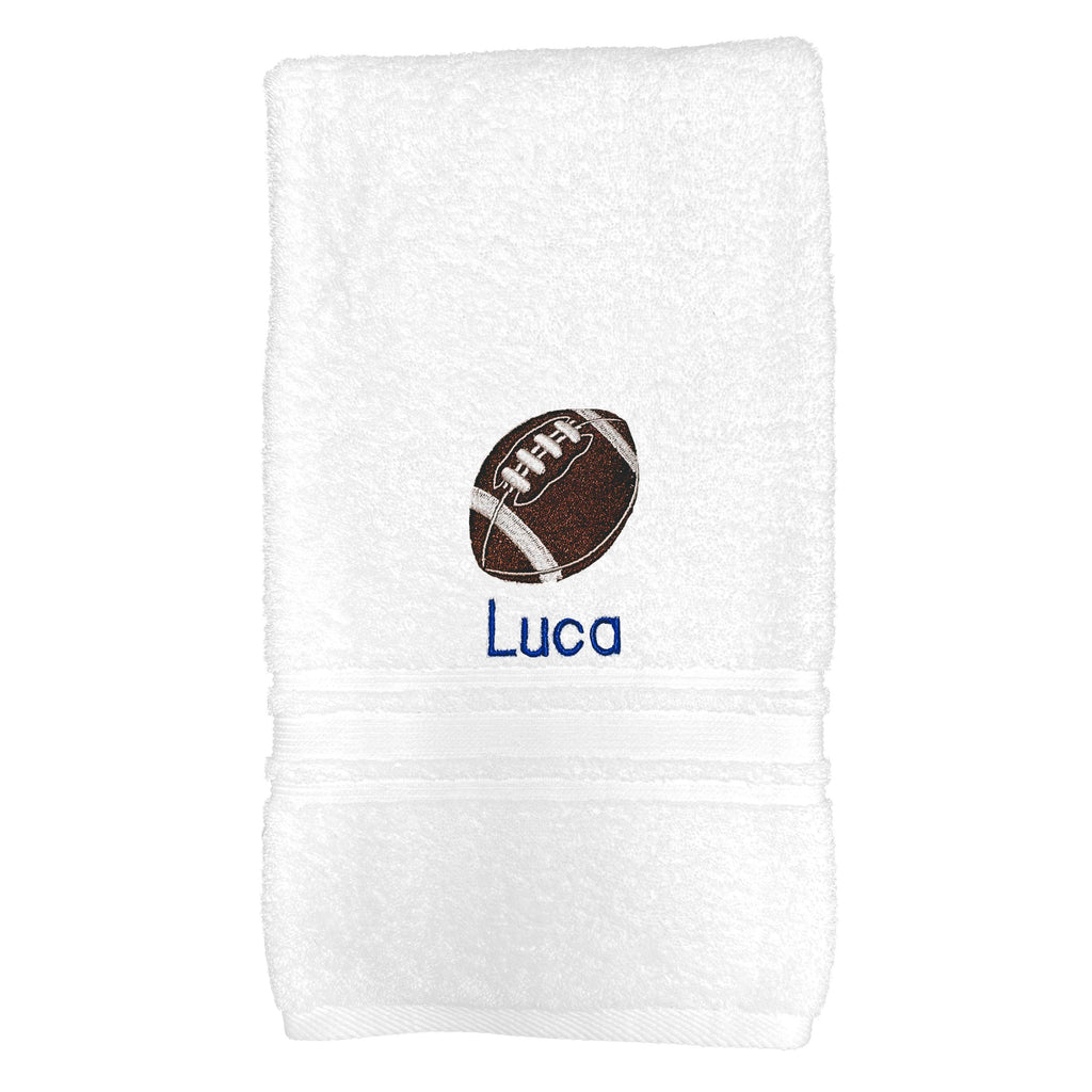 Personalized Football Emoji Bath Towel - 30" x 58" - Designs by Chad & Jake