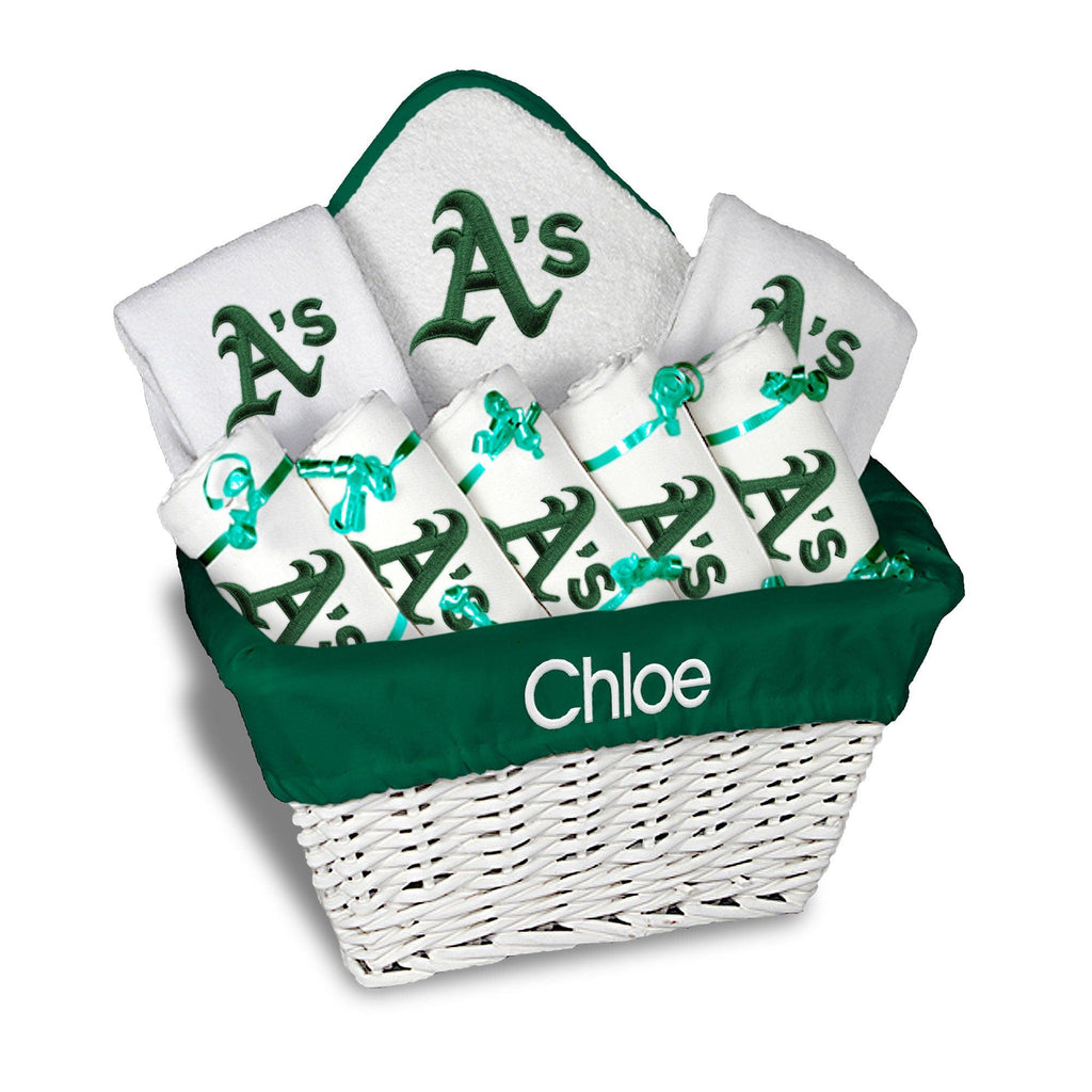 Personalized Oakland Athletics Large Basket - 9 Items - Designs by Chad & Jake