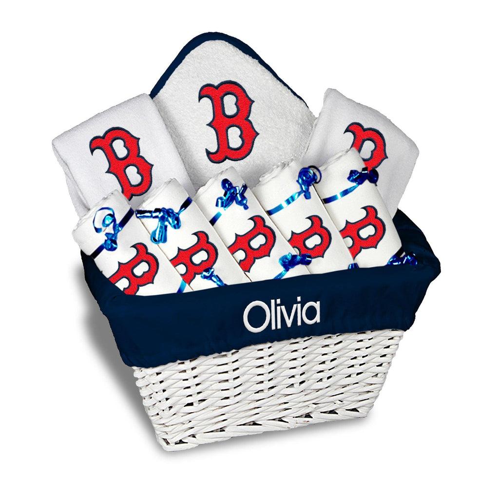 Personalized Boston Red Sox "B" Large Basket - 9 Items - Designs by Chad & Jake
