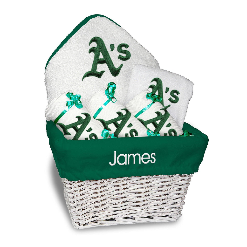 Personalized Oakland Athletics Medium Basket - 6 Items - Designs by Chad & Jake