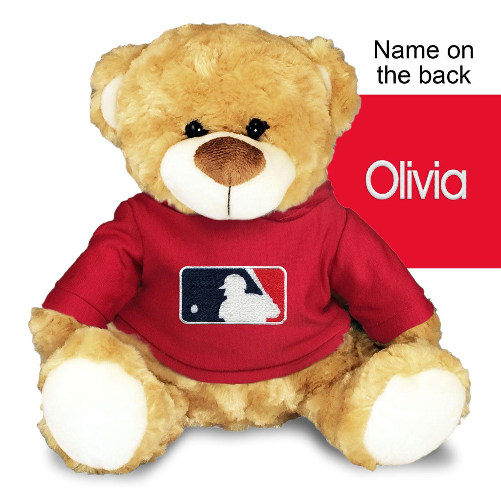 Personalized MLB Batter 10" Plush Bear - Red - Designs by Chad & Jake