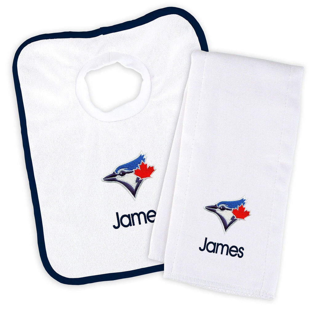 Personalized Toronto Blue Jays Bib & Burp Cloth Set - Designs by Chad & Jake