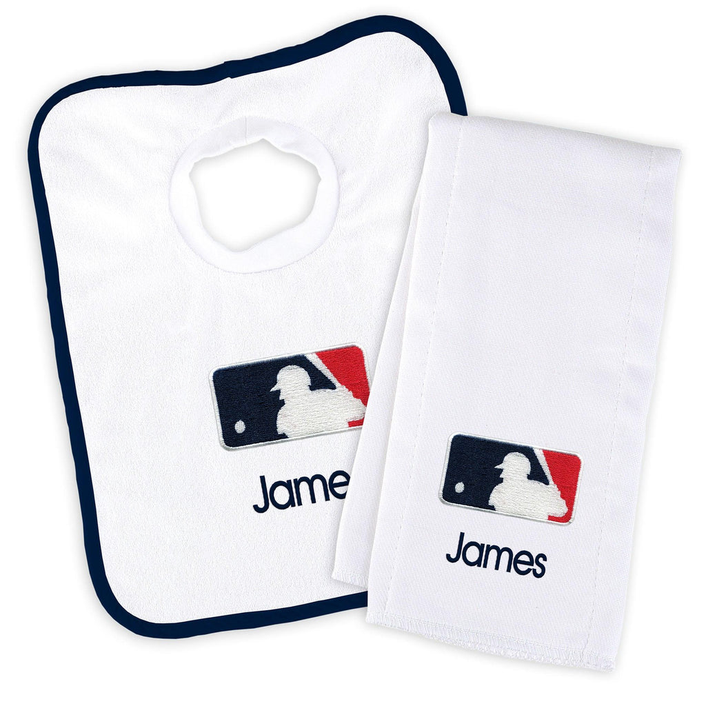 Personalized MLB Batter Bib & Burp Cloth Set - Designs by Chad & Jake