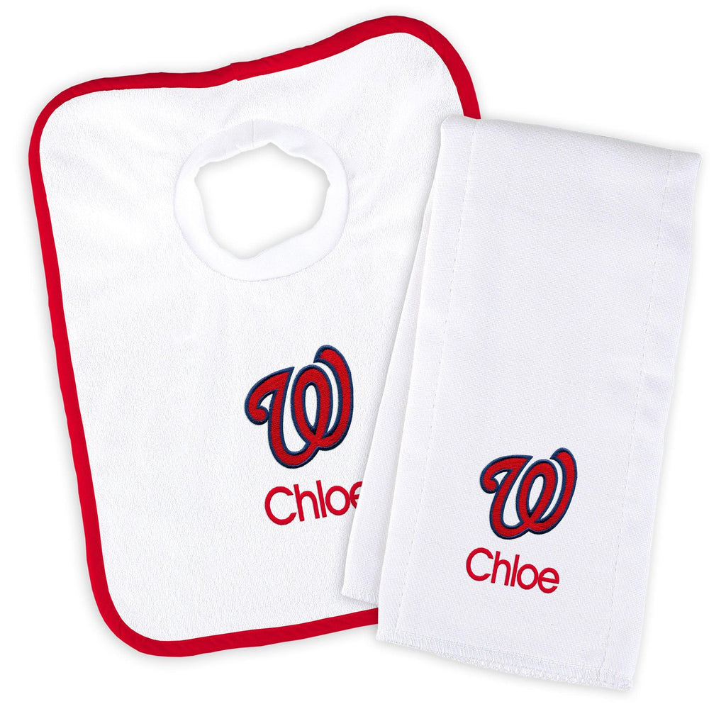 Personalized Washington Nationals Bib & Burp Cloth Set - Designs by Chad & Jake
