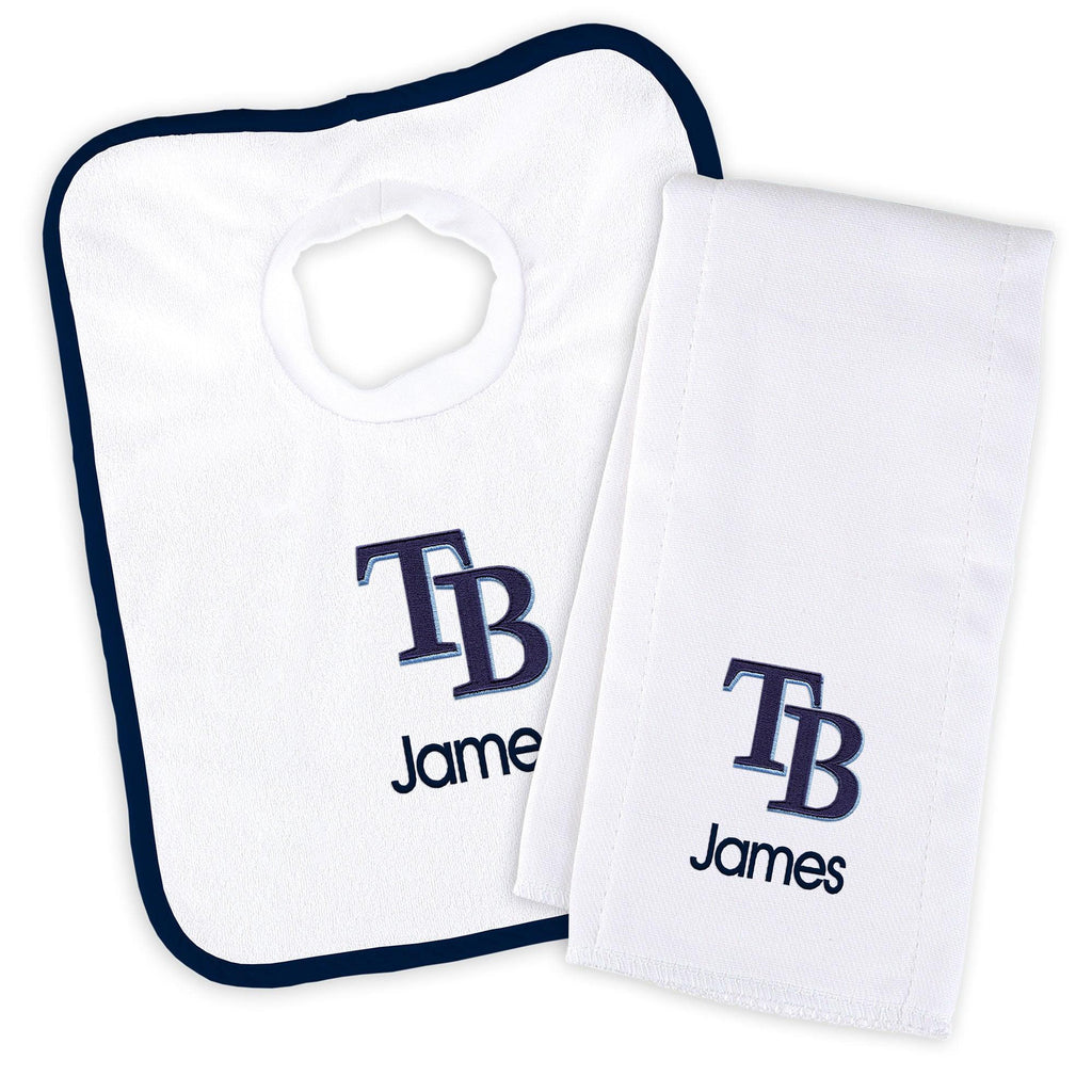 Personalized Tampa Bay Rays Bib & Burp Cloth Set - Designs by Chad & Jake