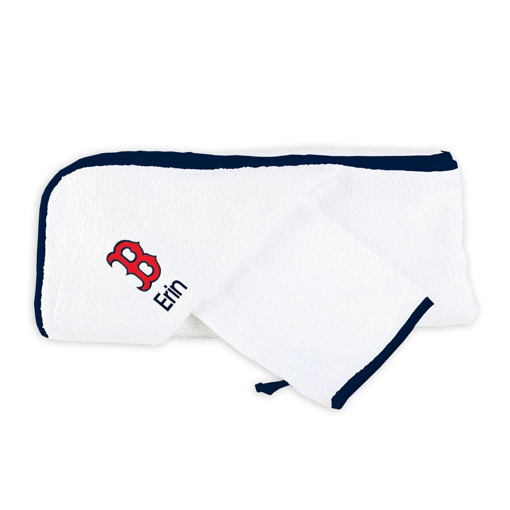 Personalized Boston Red Sox "B" Towel & Wash Cloth Set - Designs by Chad & Jake