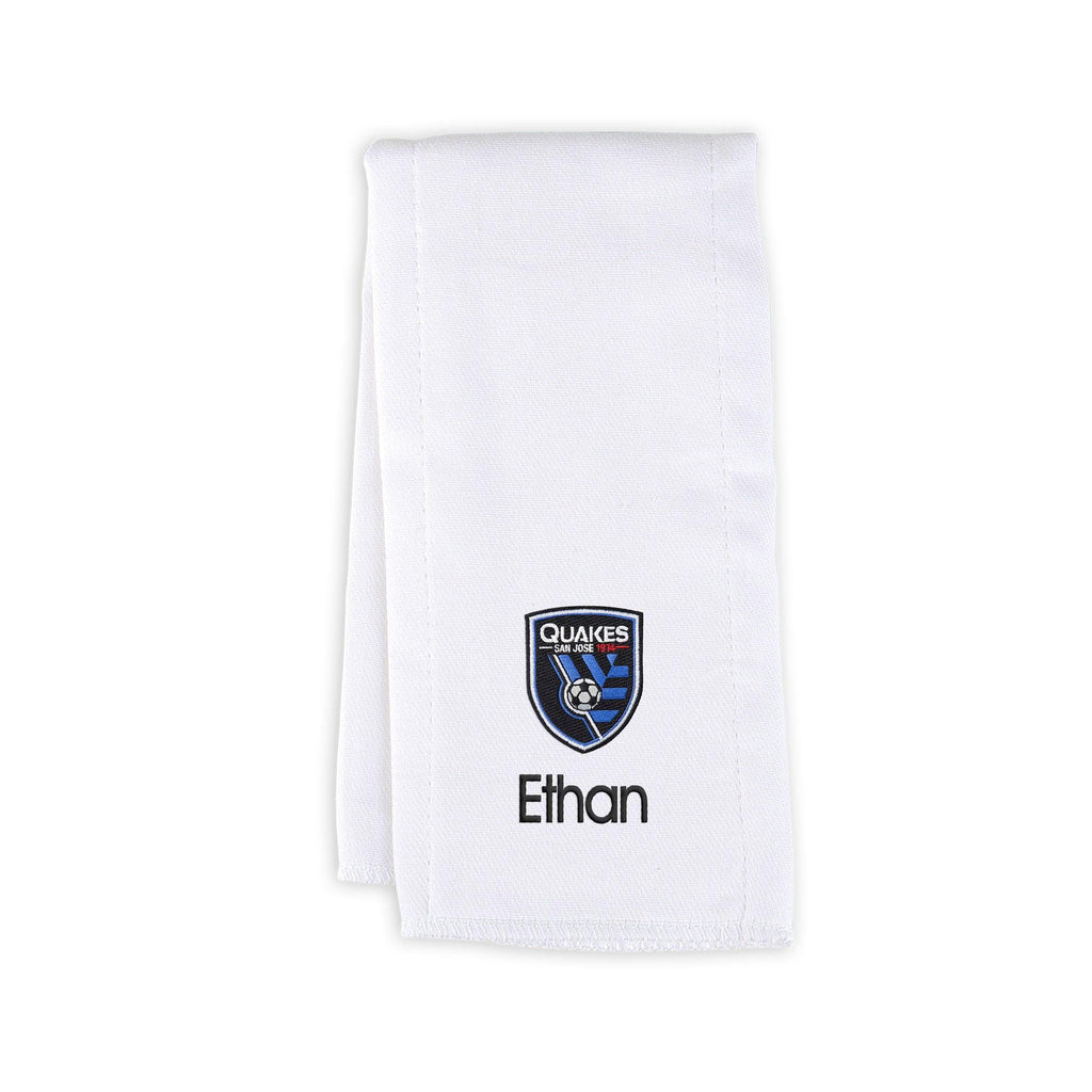Personalized San Jose Earthquakes Burp Cloth - Designs by Chad & Jake