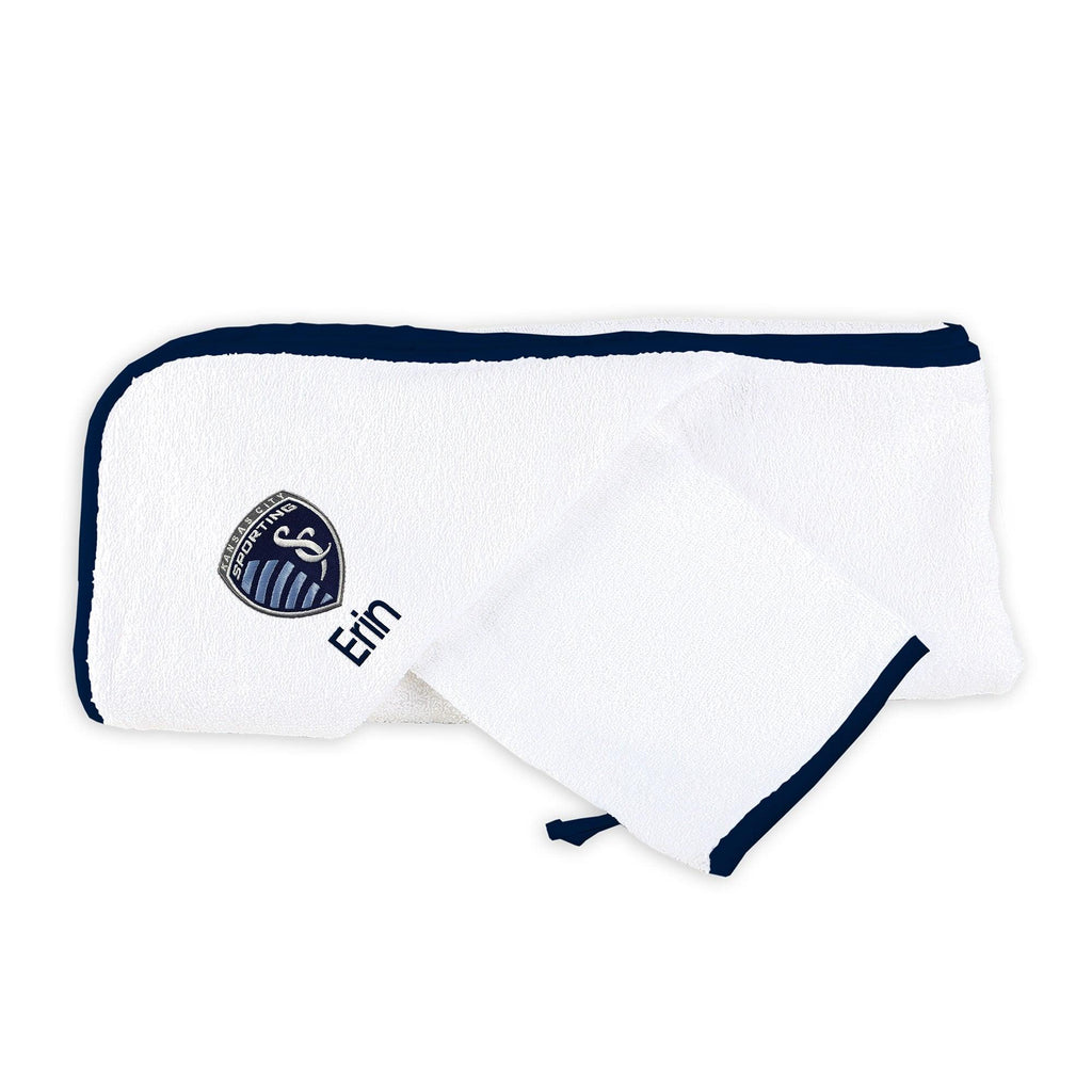 Personalized Sporting Kansas City Hooded Towel and Wash Mitt Set - Designs by Chad & Jake
