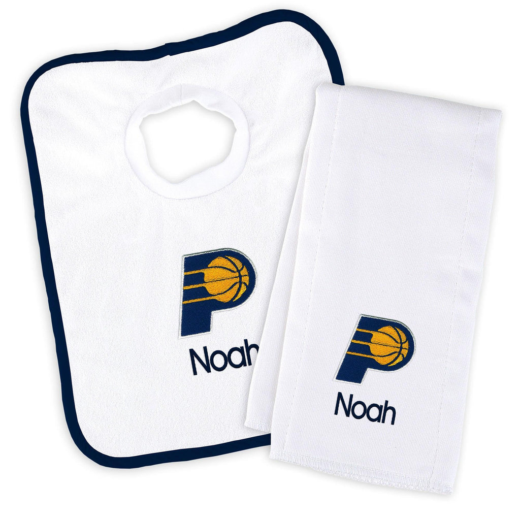 Personalized Indiana Pacers Bib and Burp Cloth Set - Designs by Chad & Jake