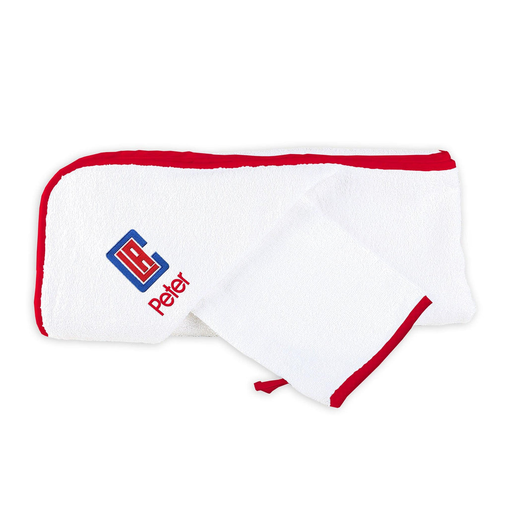 Personalized Los Angeles Clippers Hooded Towel and Wash Mitt Set - Designs by Chad & Jake
