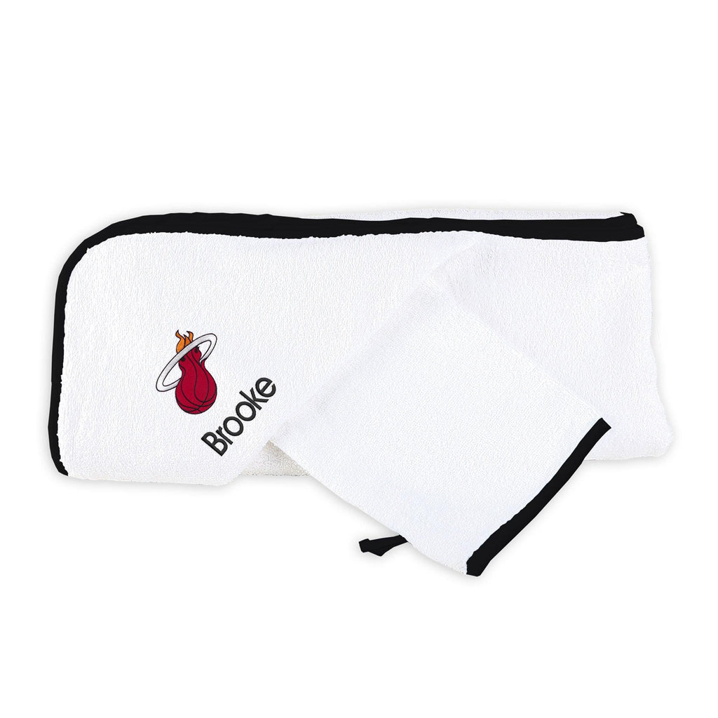 Personalized Miami Heat Hooded Towel and Wash Mitt Set - Designs by Chad & Jake