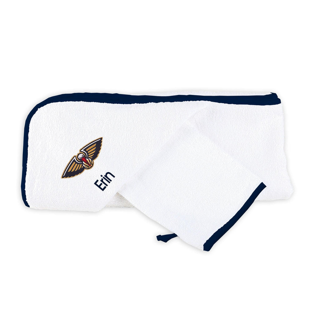 Personalized New Orleans Pelicans Hooded Towel and Wash Mitt Set - Designs by Chad & Jake