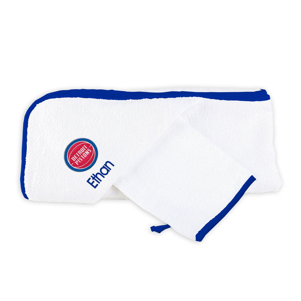 Personalized Detroit Pistons Hooded Towel and Wash Mitt Set - Designs by Chad & Jake