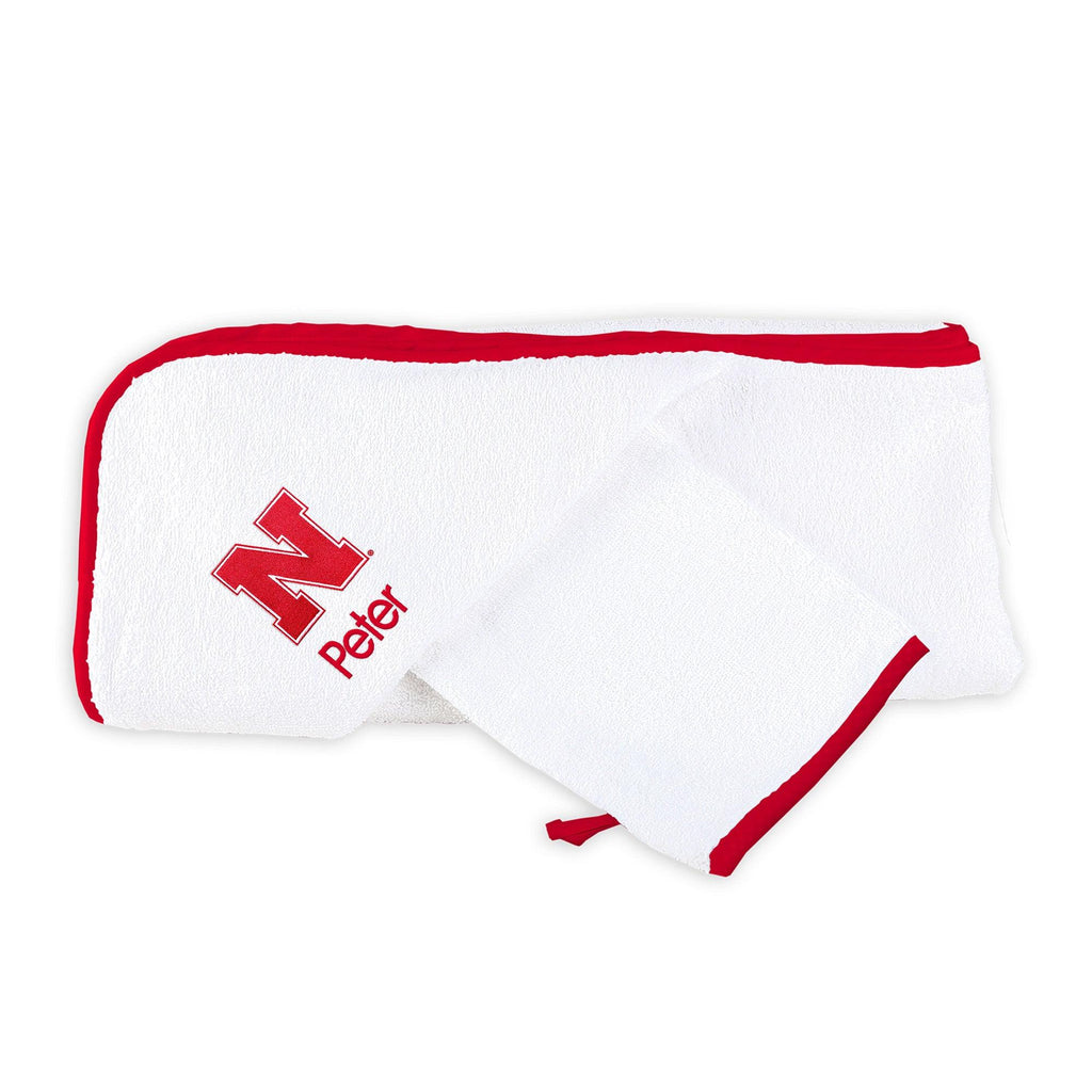 Personalized Nebraska Cornhuskers Towel and Wash Cloth Set - Designs by Chad & Jake