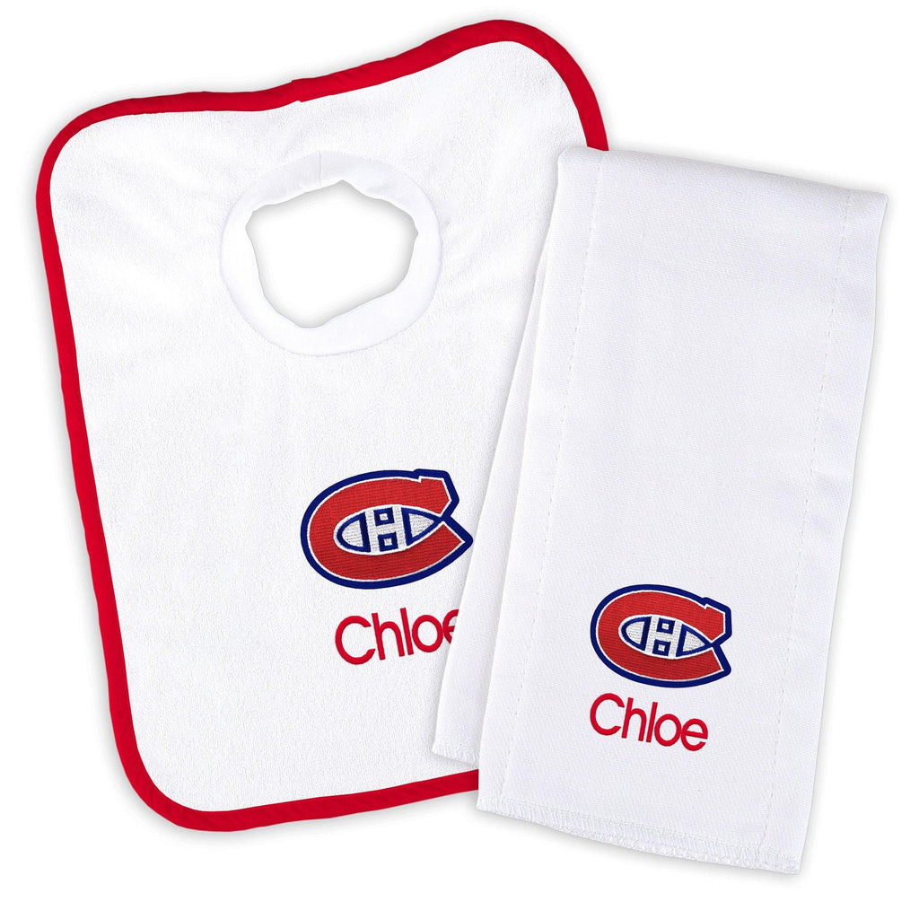 Personalized Montreal Canadiens Bib & Burp Cloth Set - Designs by Chad & Jake