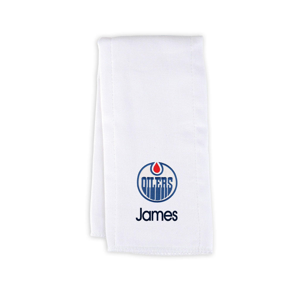 Personalized Edmonton Oilers Burp Cloth - Designs by Chad & Jake
