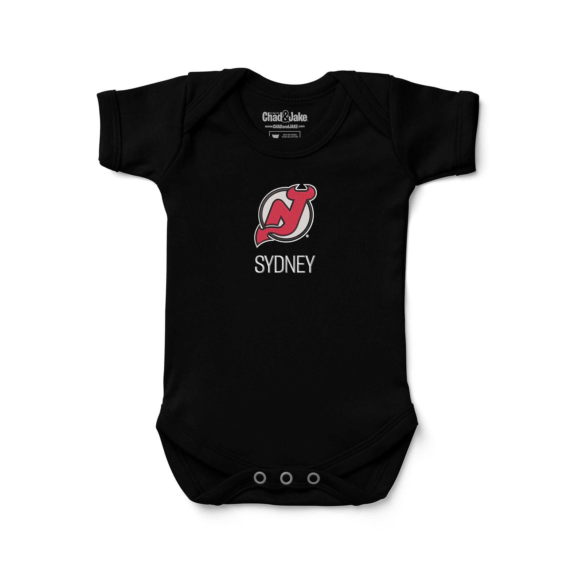 new jersey devils gear Infant Black New Jersey Devils Personalized Bodysuit