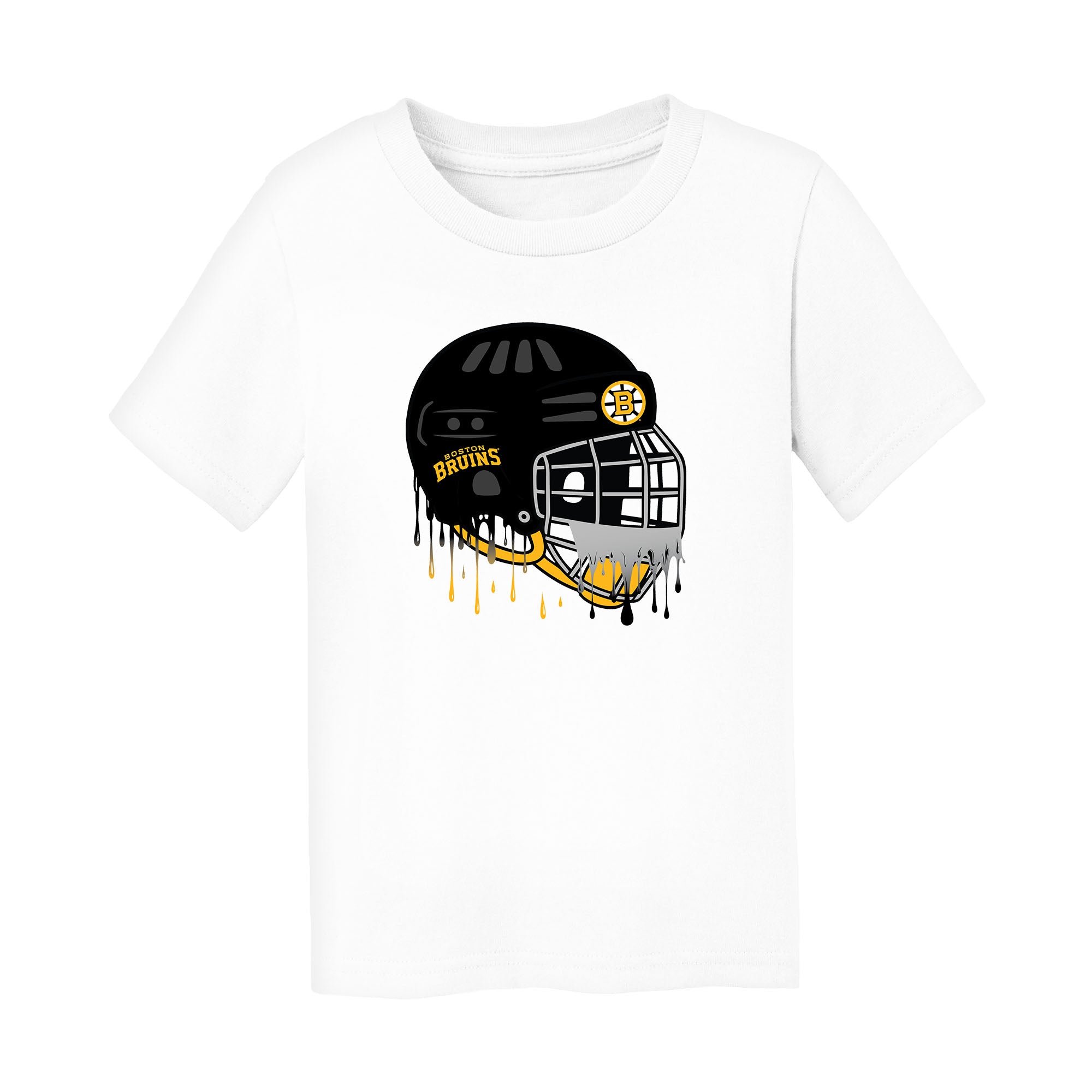 bostons new football helmets Toddler Chad & Jake White Boston Bruins Drippy Helmet Graphic T-Shirt Size: 2T