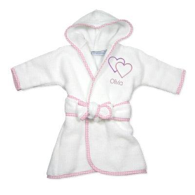 Personalized Basic Infant Robe with Two Hearts - Designs by Chad & Jake