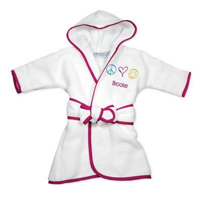 Personalized Basic Infant Robe with Peace Love Happiness - Designs by Chad & Jake