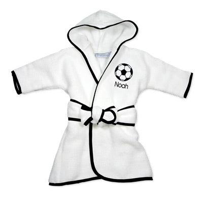 Personalized Basic Infant Robe with Soccer Ball - Designs by Chad & Jake