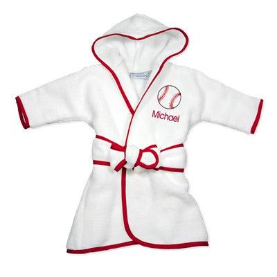Personalized Basic Infant Robe with Baseball - Designs by Chad & Jake
