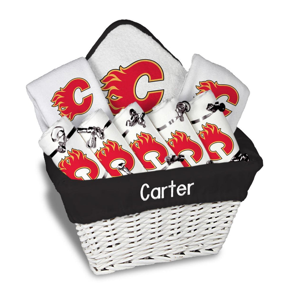Personalized Calgary Flames Large Basket - 9 Items - Designs by Chad & Jake