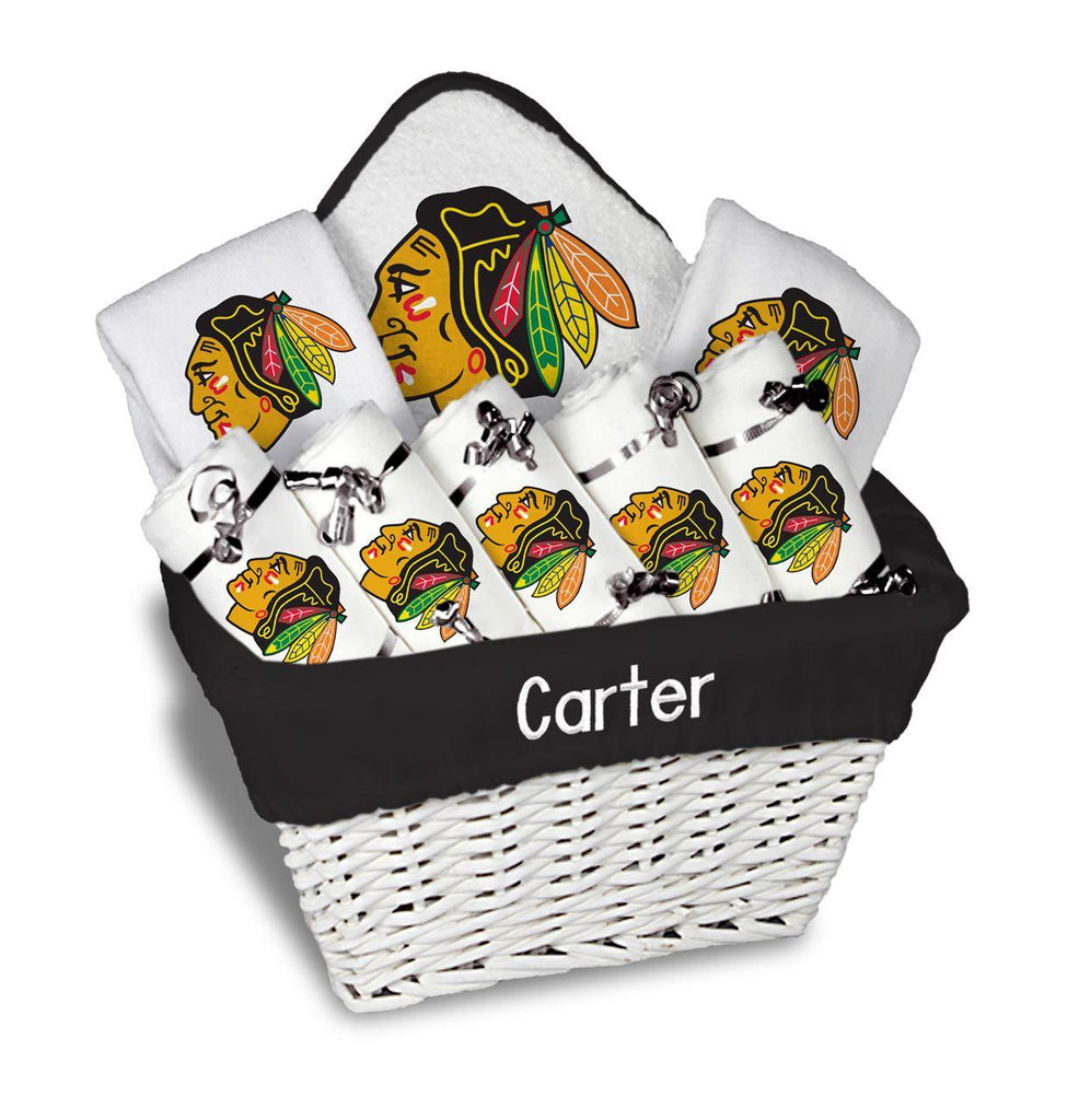 Personalized Chicago Blackhawks Large Basket- 9 Items - Designs by Chad & Jake